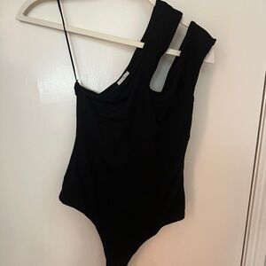 Le Lis Black Asymmetrical Bodysuit